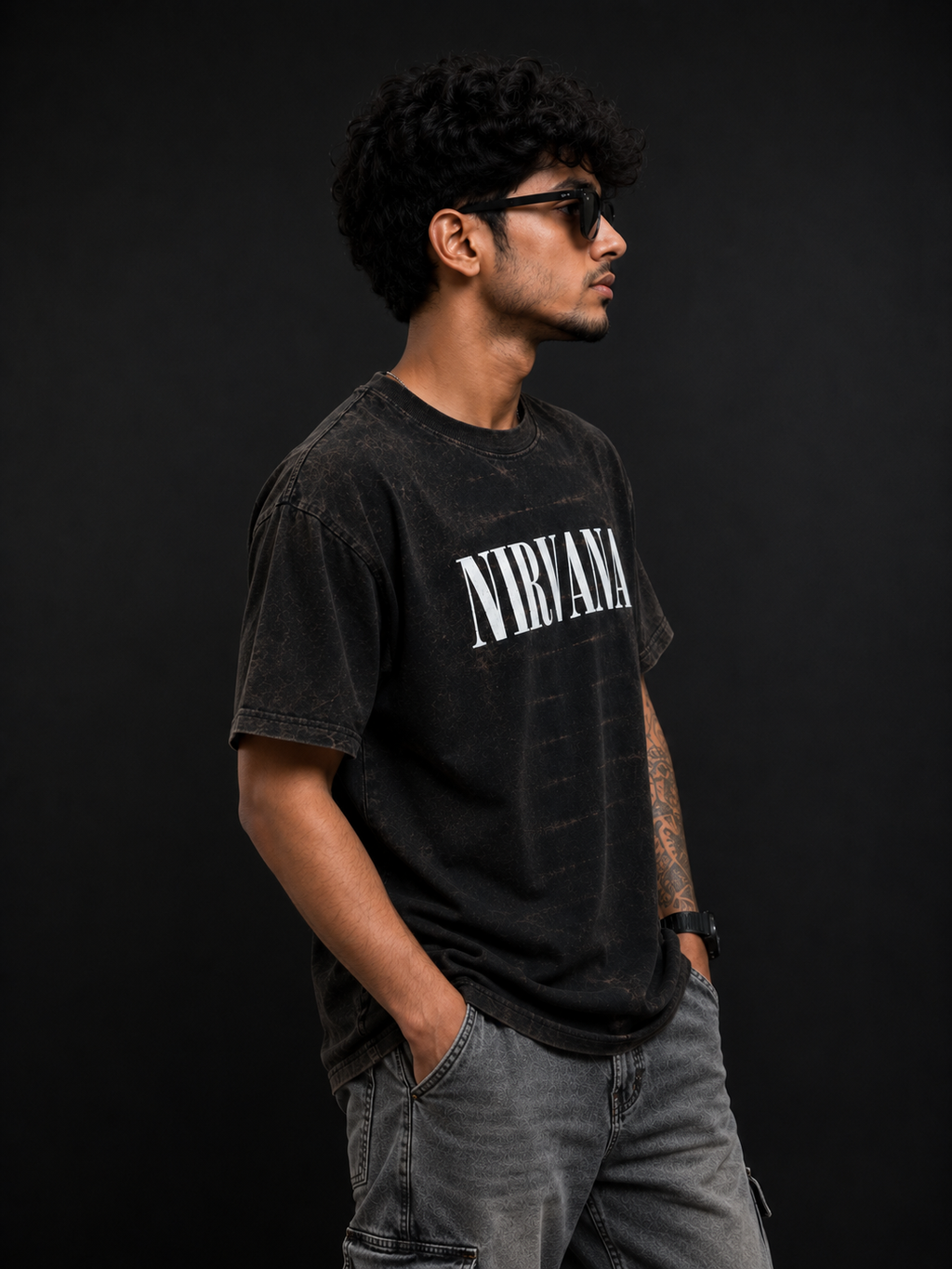 Nirvana Vintage Acid Wash Oversized T-Shirt – Black Edition