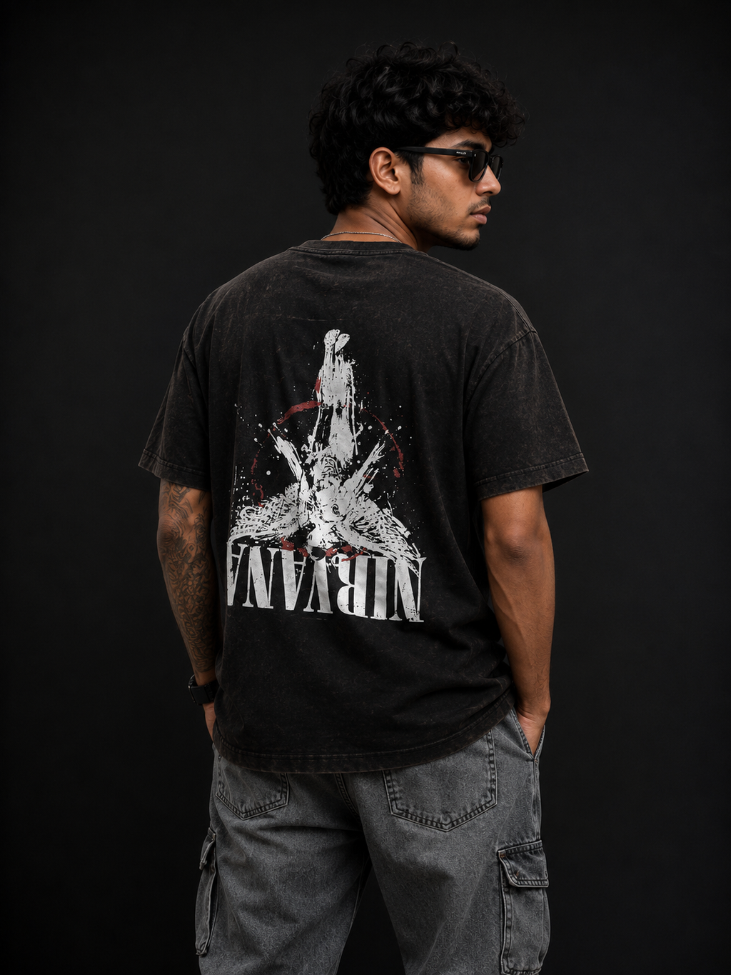 Nirvana Vintage Acid Wash Oversized T-Shirt – Black Edition