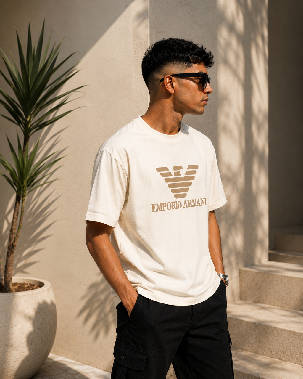Emporio Armani Signature Oversized T-Shirt – Off White Edition