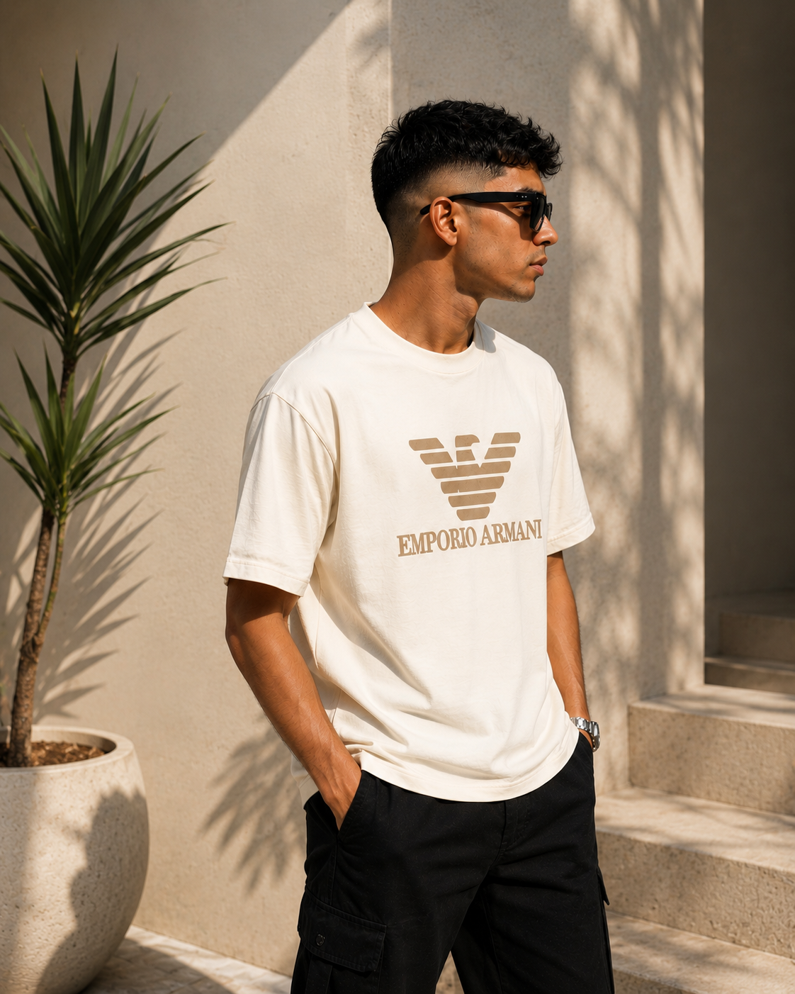 Emporio Armani Signature Oversized T-Shirt – Off White Edition