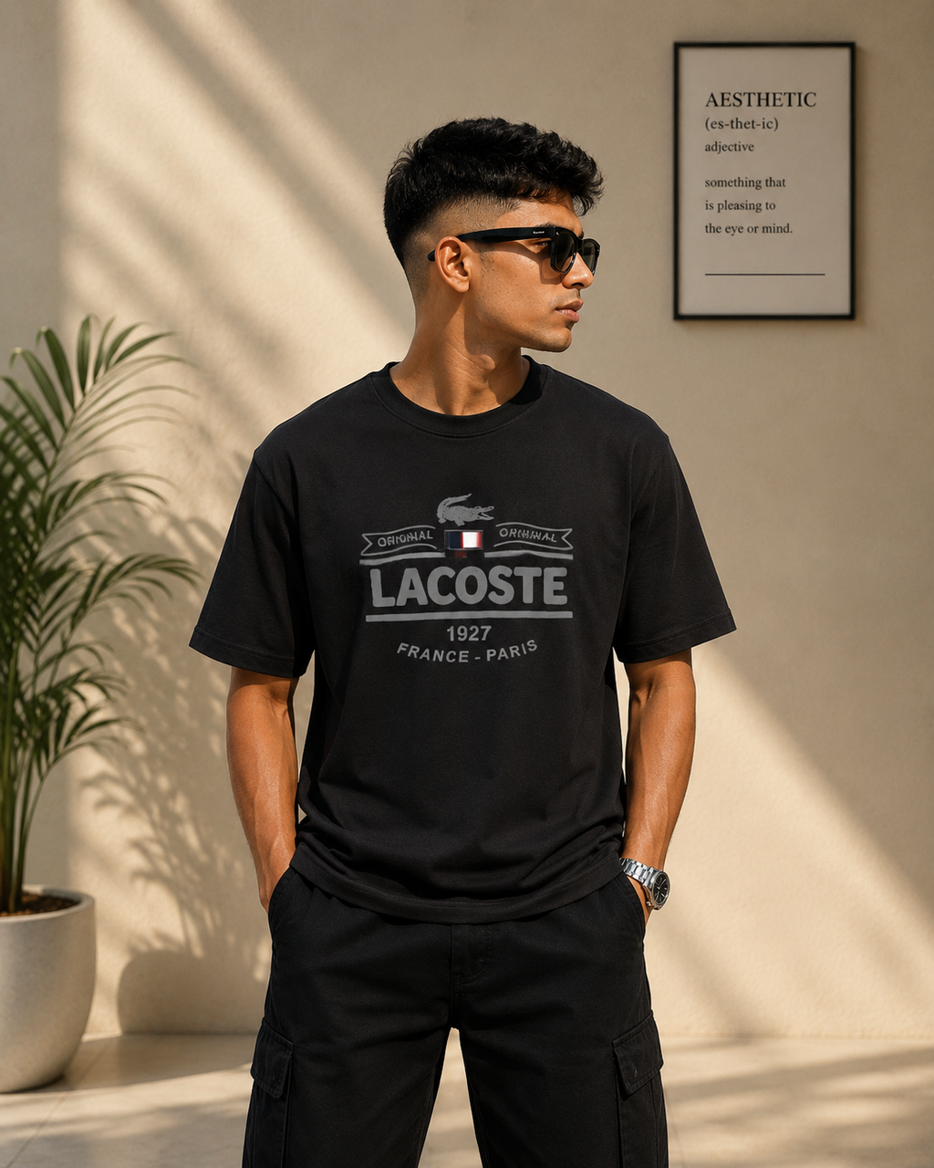 Lacoste Paris Oversized Black T-Shirt – Premium Streetwear Edition