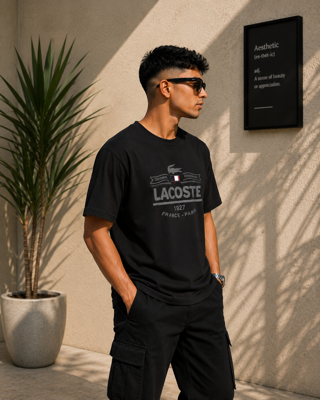 Lacoste Paris Oversized Black T-Shirt – Premium Streetwear Edition