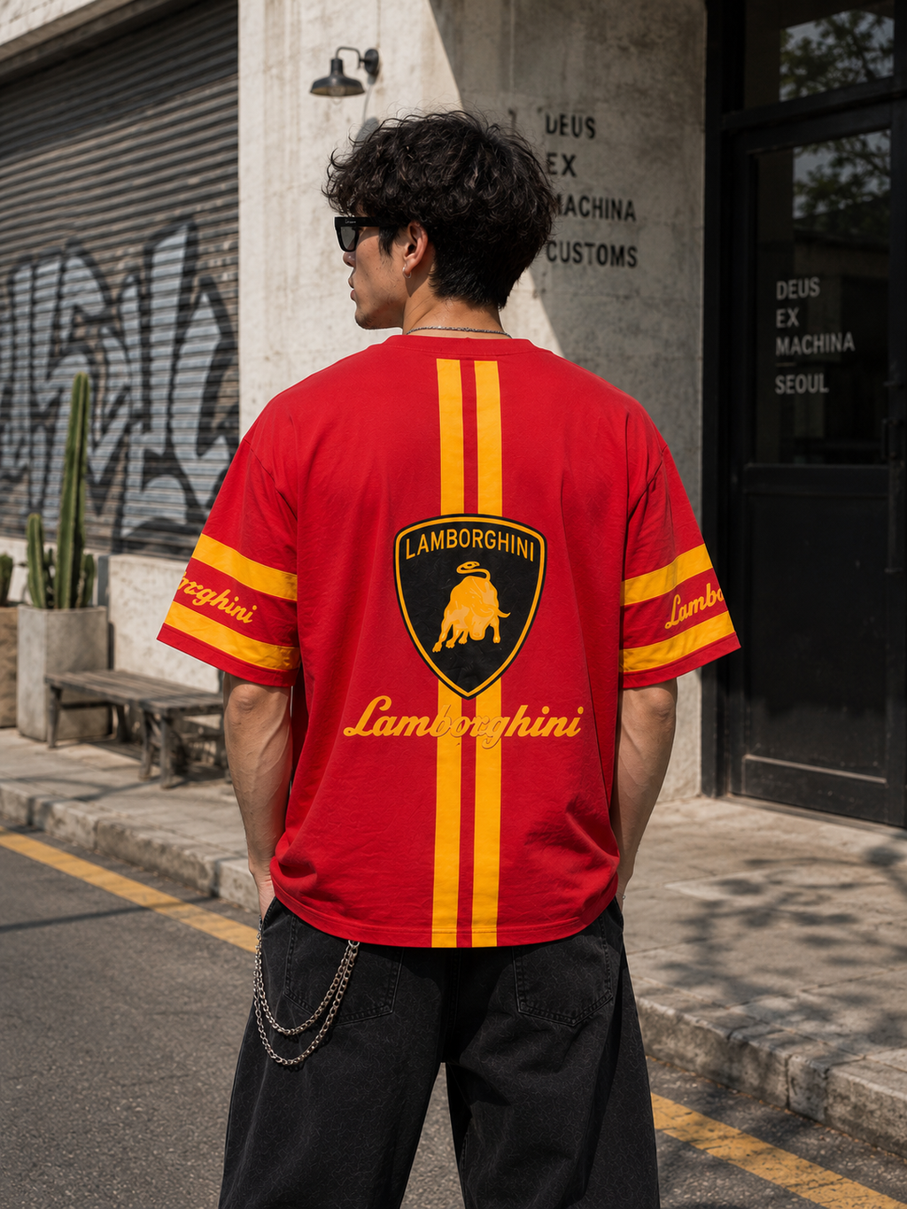 Lamborghini Oversized Streetwear T-Shirt – Red Edition