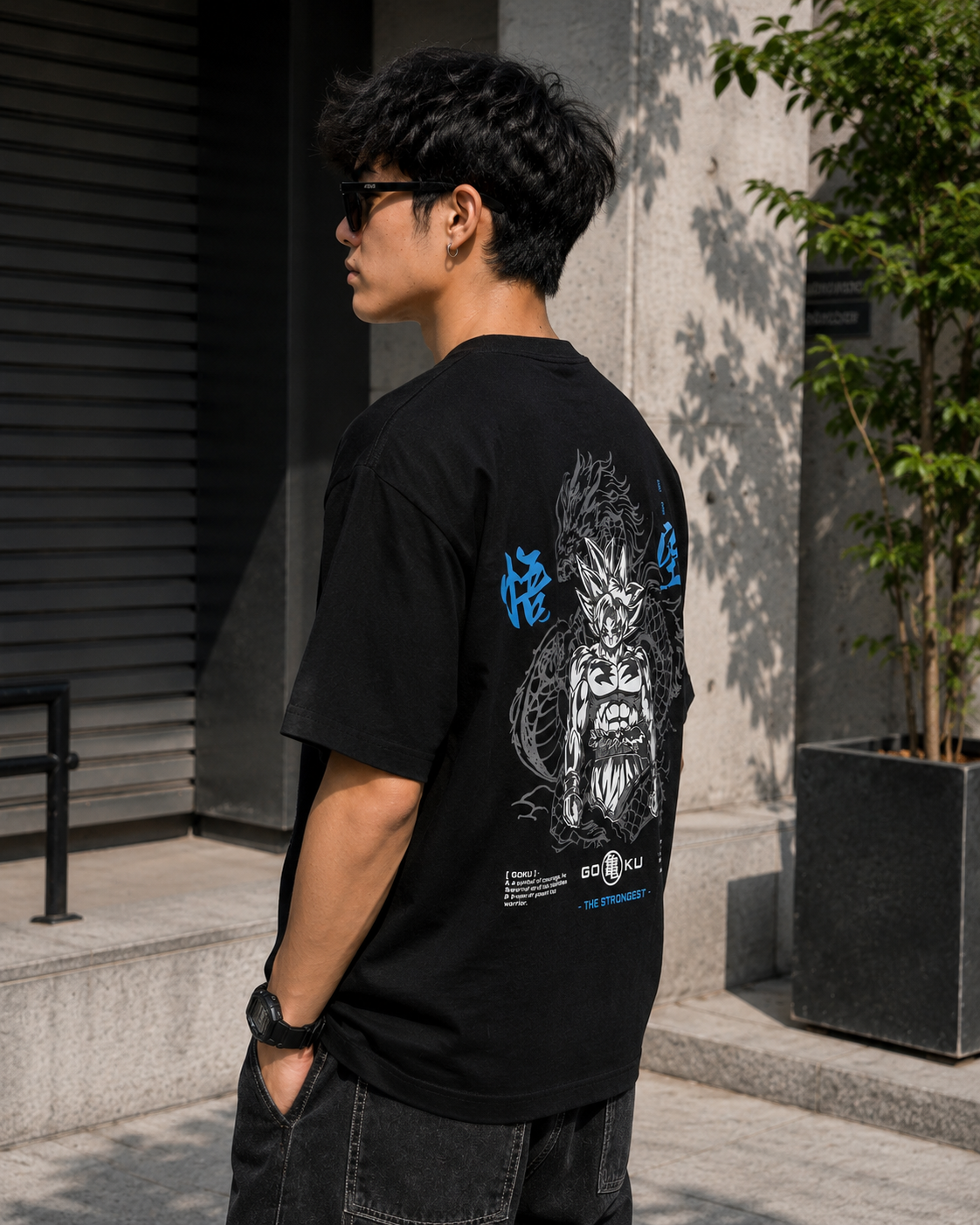 Goku Dragon Oversized Anime T-Shirt – Black
