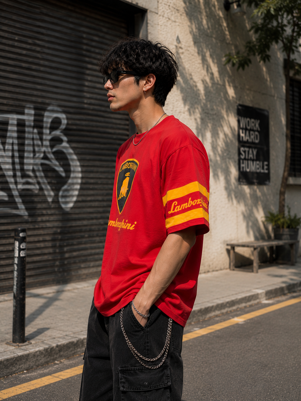 Lamborghini Oversized Streetwear T-Shirt – Red Edition