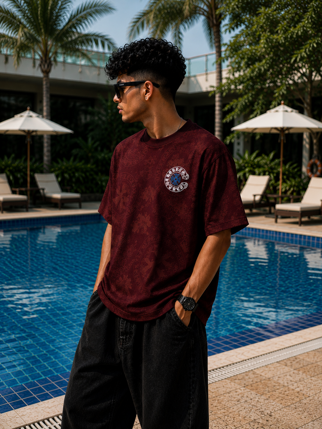 Urban Crimson Oversized Streetwear T-Shirt