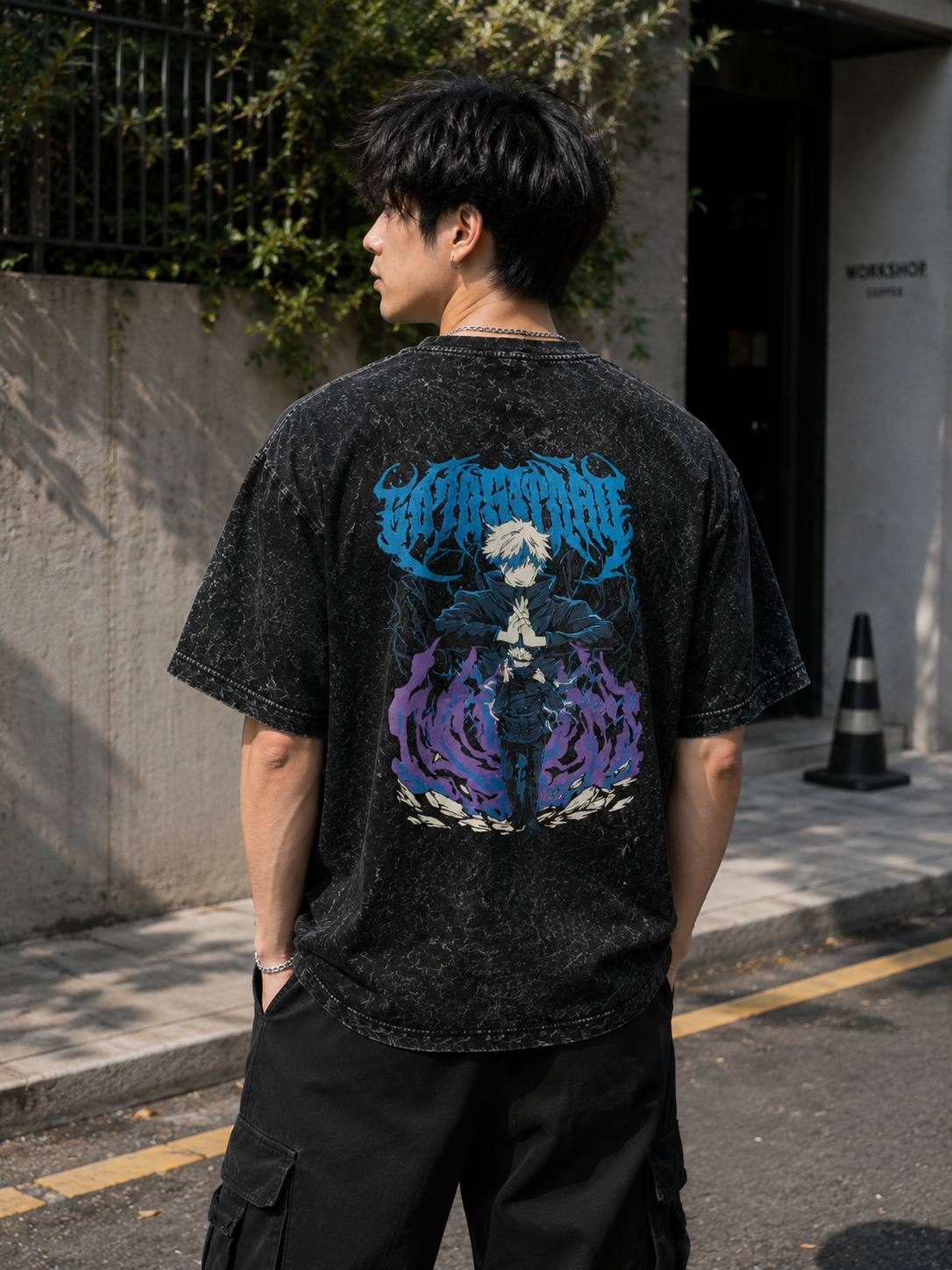 Satoru Gojo Acid Wash Oversized T-Shirt