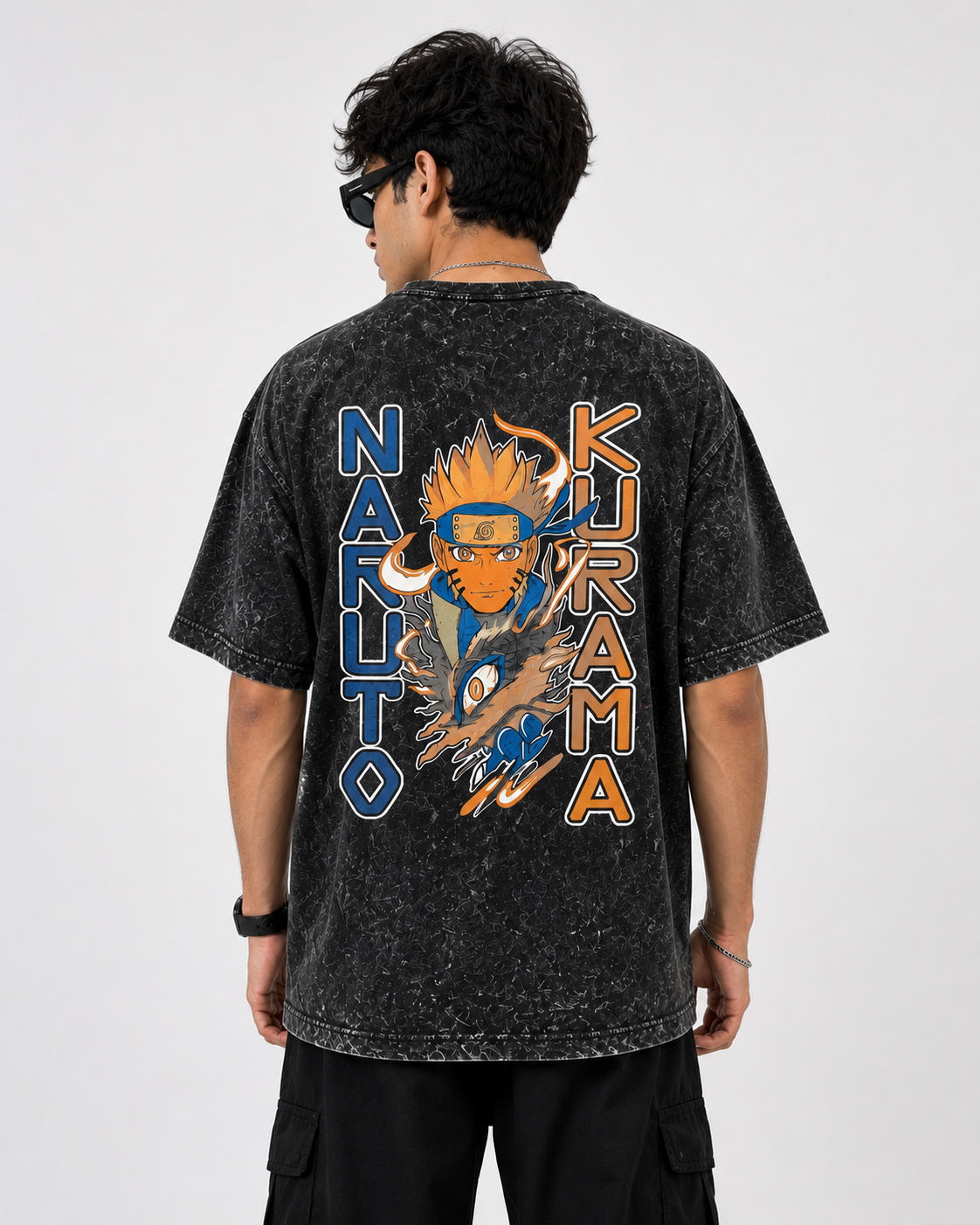 Naruto Kurama Acid Wash Oversized T-Shirt | Premium Cotton | Unisex