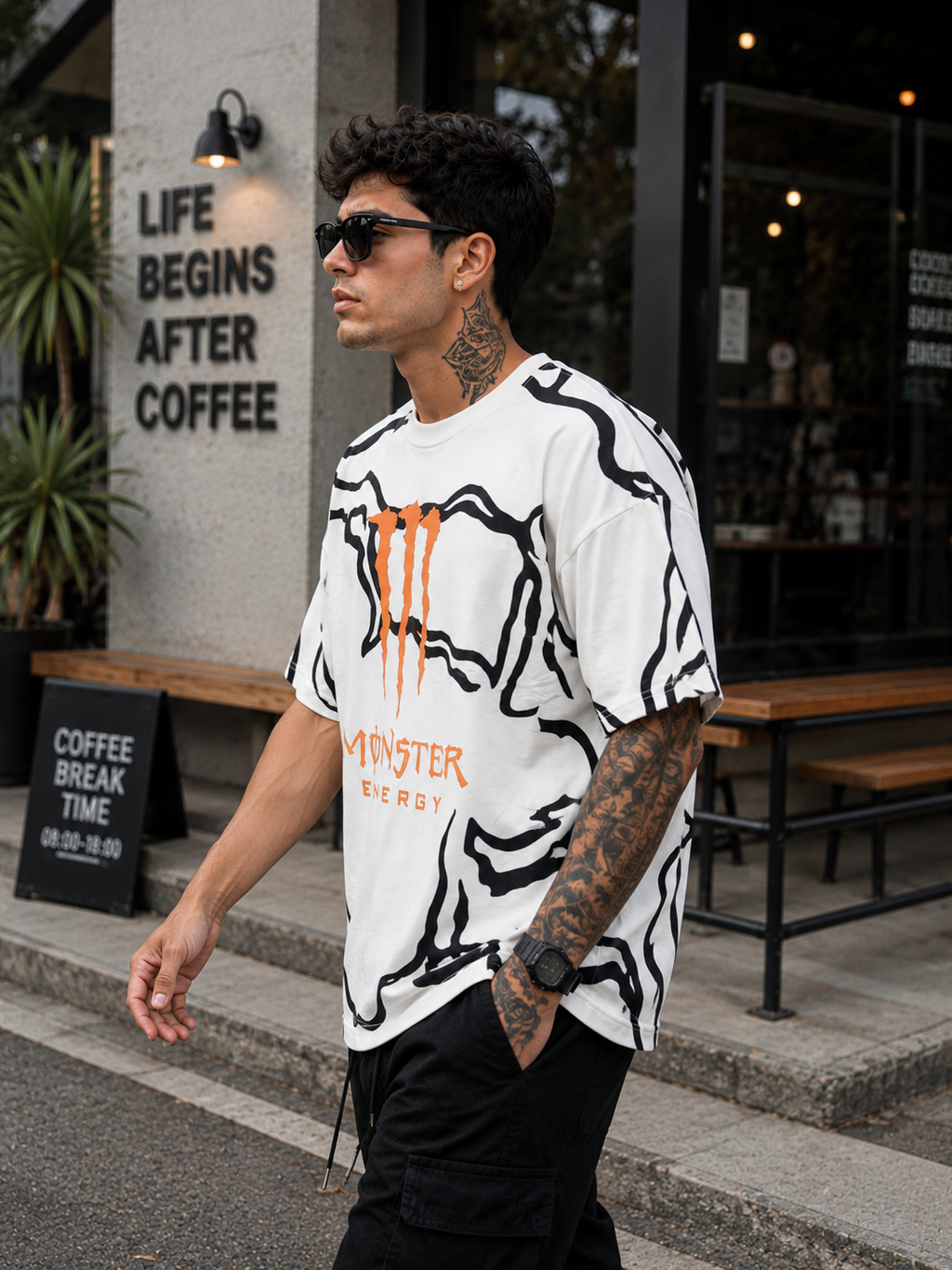Monster Energy Graphic Oversized T-Shirt