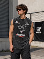 Fearless 23 Acid Wash Sleeveless Oversized T-Shirt