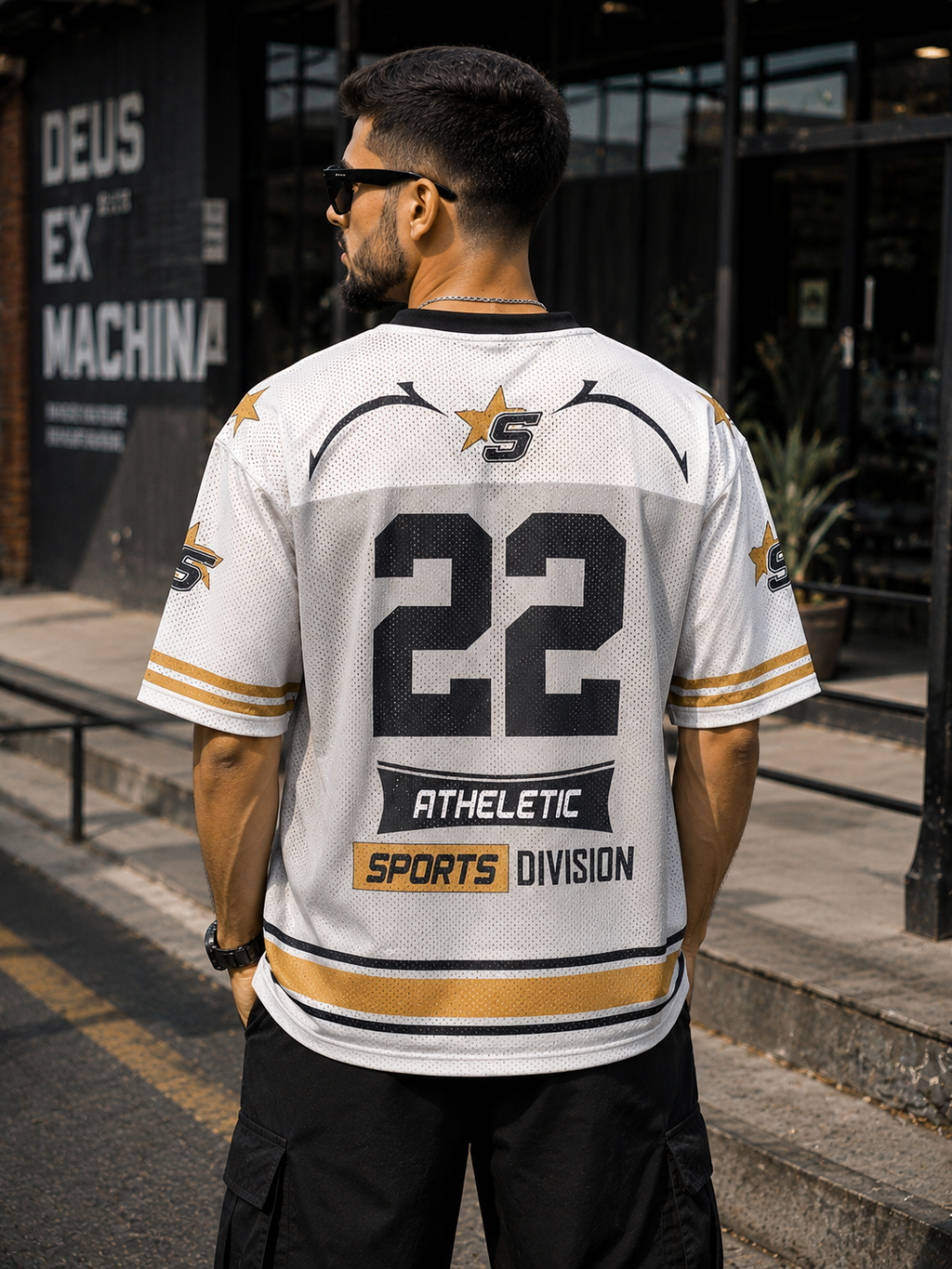 Saints 22 Oversized Sports Jersey – White & Gold