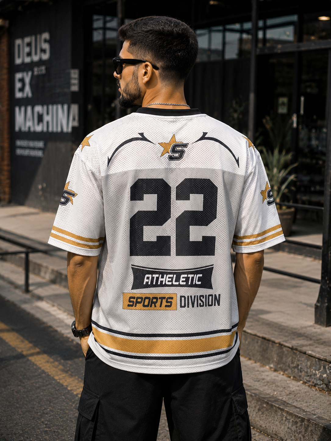 Saints 22 Oversized Sports Jersey – White & Gold