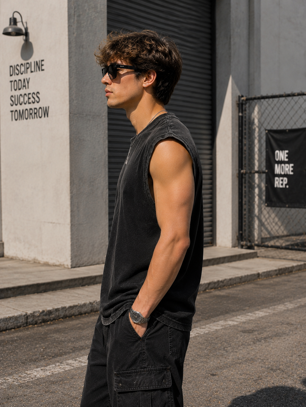 Fearless 23 Acid Wash Sleeveless Oversized T-Shirt