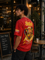 Smile Brooklyn Graphic T-Shirt – Red Oversized Cotton Tee