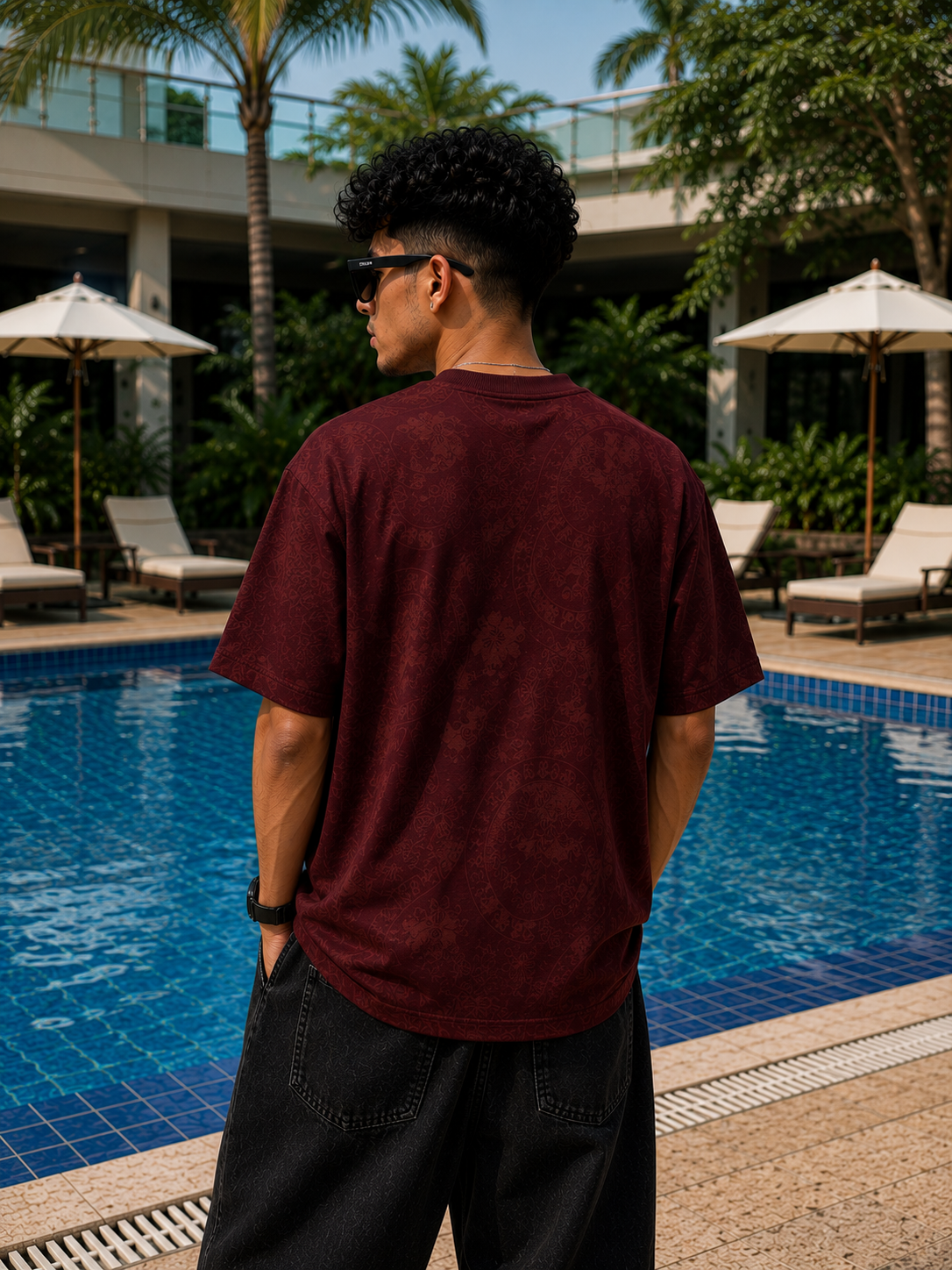 Urban Crimson Oversized Streetwear T-Shirt